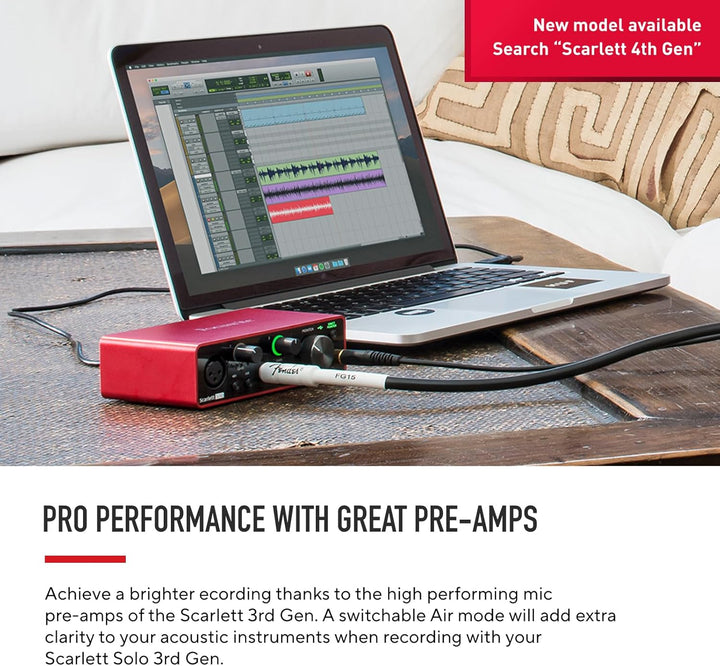 Focusrite Scarlett Solo 3. Gen USB-Audio-Interface-Bundle für Gitarristen, Sänger oder Produzenten.