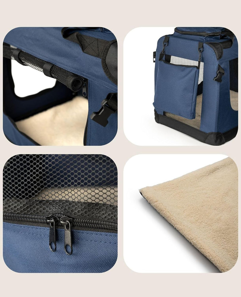 lionto Hundetransportbox Hundetasche Hundebox Faltbare Kleintiertasche, (S) 50x34x36 cm dunkelblau D