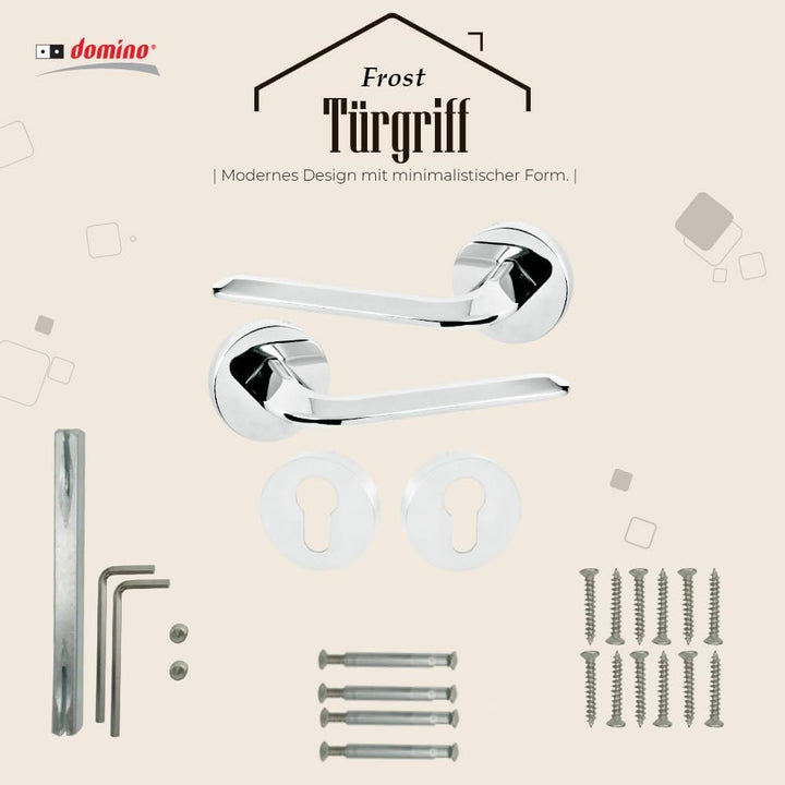 domino Türgriff FROST-R M6 PZ-Profilzylinder Drückergarnitur für Zimmertüren Türdrücker-Set Rosetten