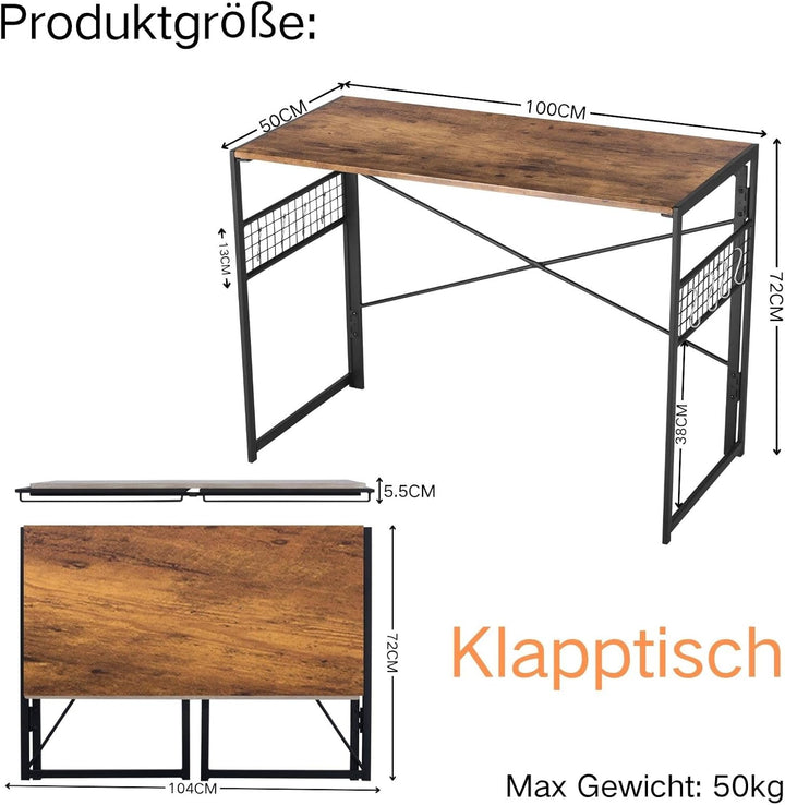 FurnitureR Arbeitstisch Lebensmittel faltbar 100x50cm - Klapptisch Gastro mit Stahlrahmen, rostfrei,