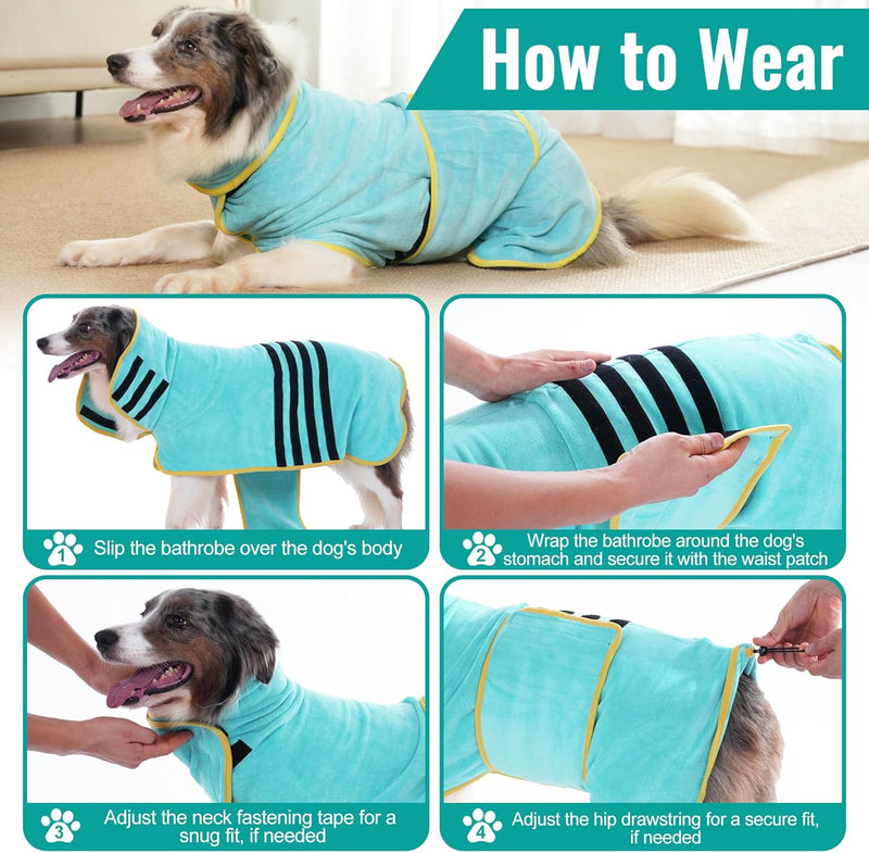 HezzLuv Hundebademantel Ultra Saugfähig Mikrofaser Hunde Trockenmantel für Schnelles & Einfaches Tro