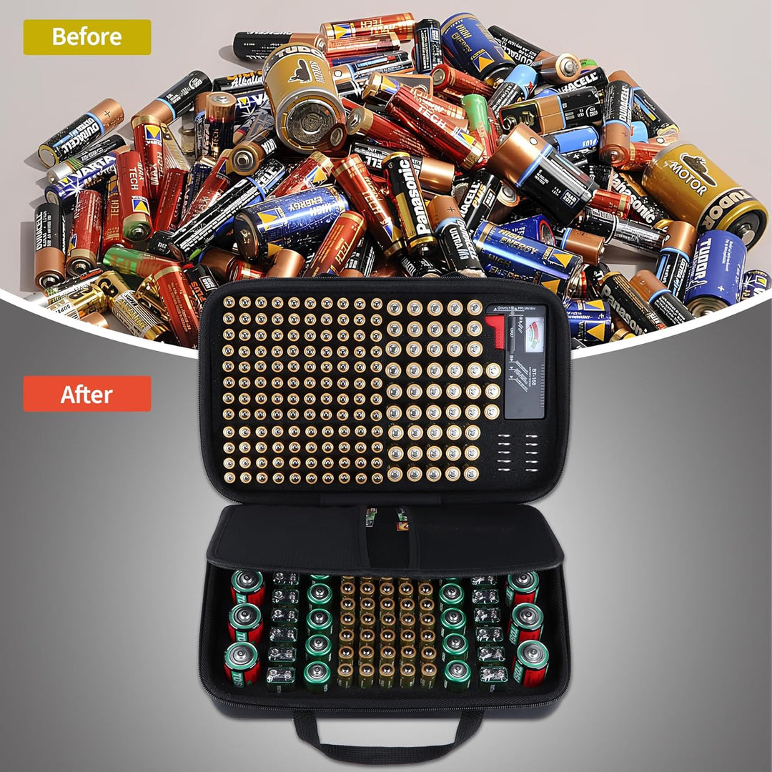Peyyargo Hart Batterie Organizer Aufbewahrungsbox kompatibel mit 259 Batterien AA AAA C D 9V (Batter