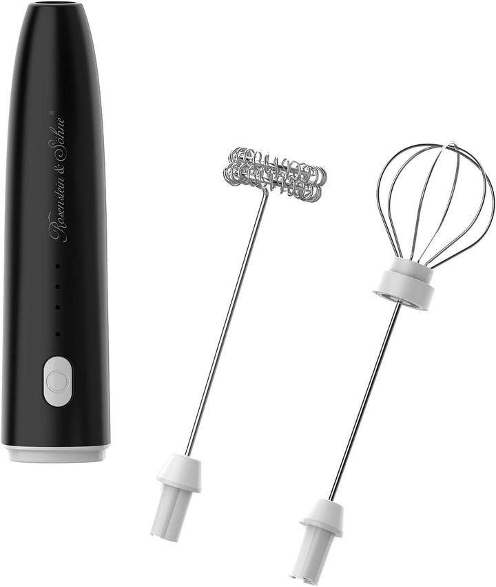 Rosenstein & Söhne Milchaufschäumer-Stick: 2er-Set 2in1-Akku-Milchaufschäumer, 800 mAh, 3 Stufen, 2