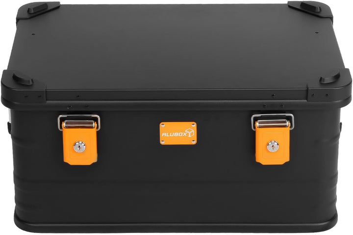 ALUBOX Alukiste abschliessbar E47B - Premium Aluminium Lagerbox 47 Liter - Deckel mit Aluminium Druc