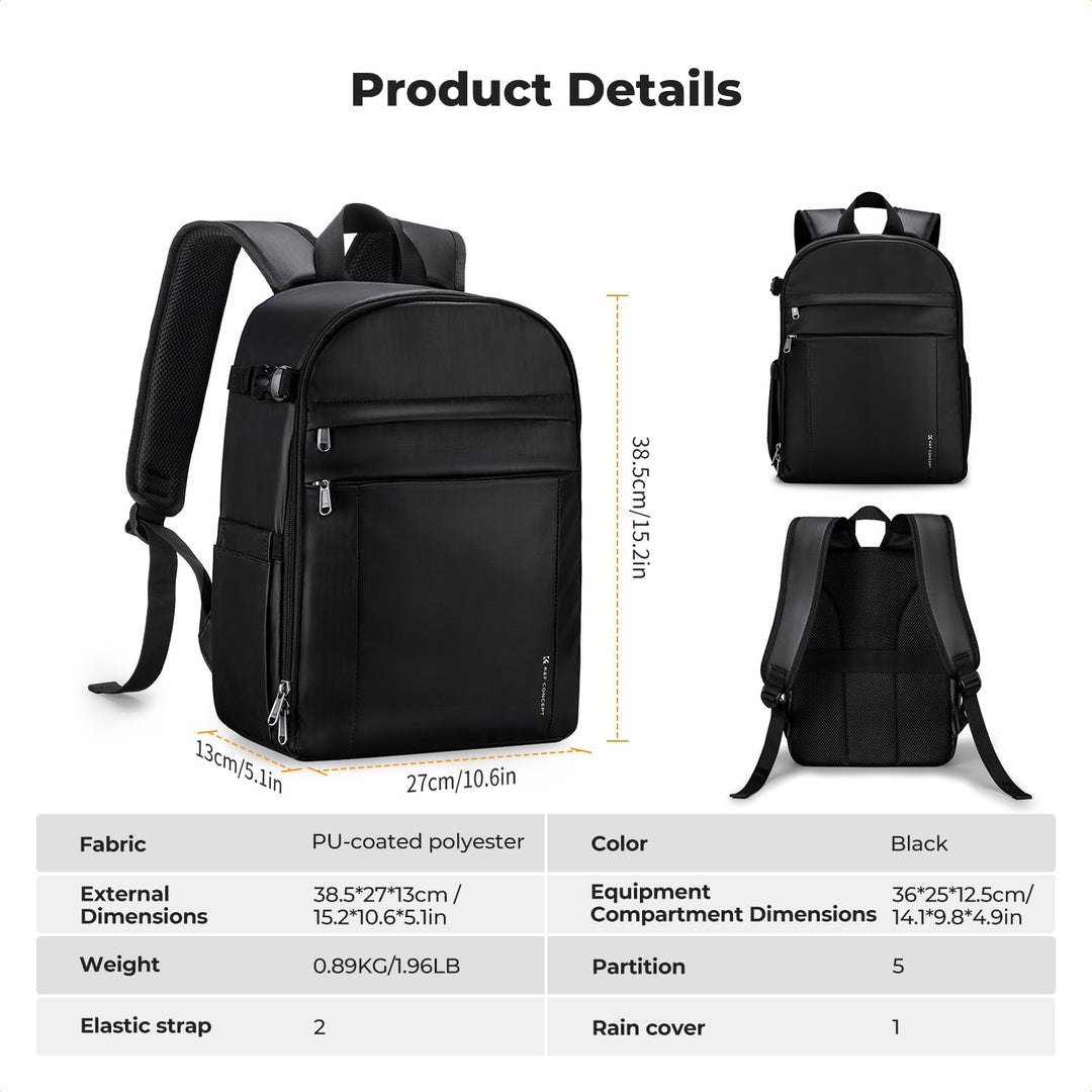 K&F CONCEPT Kamerarucksack Fotorucksack Kompakt & Leicht mit Regenschutz, Camera Backpack für Spiege