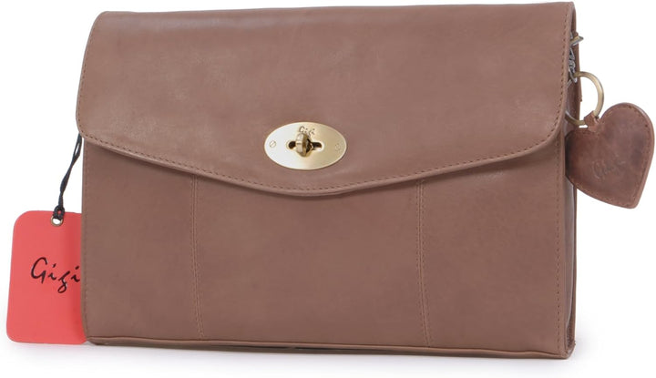 Gigi - Damen Leder Umhängetasche Klein - Crossbody Bag - Abendtasche - Clutch mit Abnehmbarer Verste