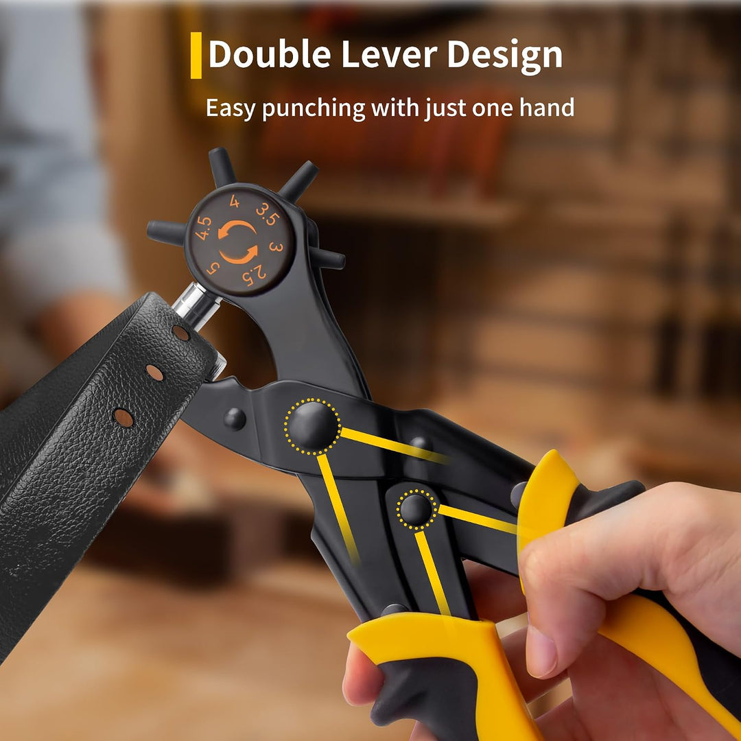 XOOL 2 in 1 Leder Lochzange Ösen Werkzeug Set, 4,5 mm Metall Ösen für Stoff, Lochstanzer, Ösenzange