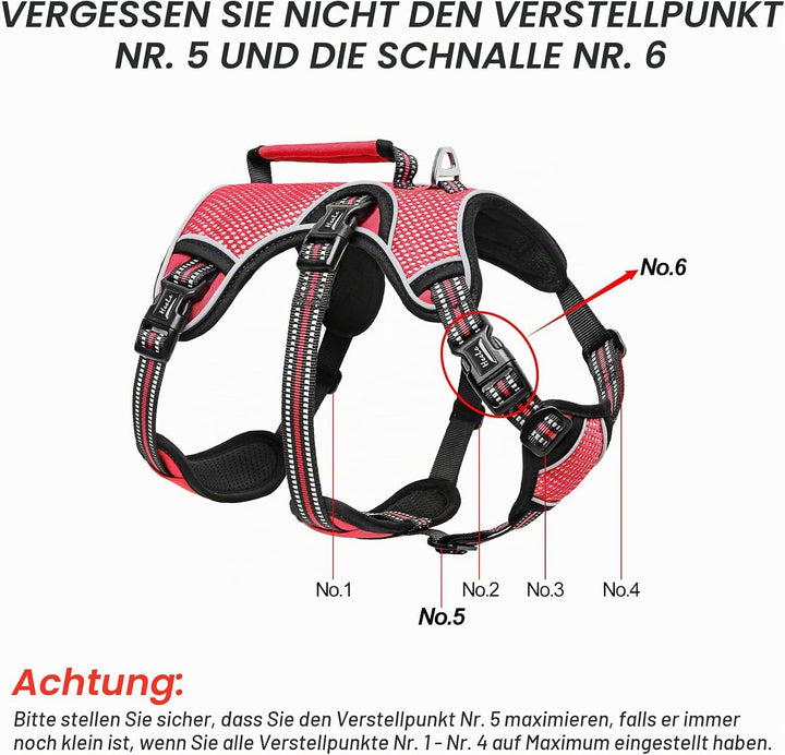HEELE Hundegeschirr, Ausbruchsicher, Schnalle im Halsbereich, Reflektierend, Brustgeschirr mit Robus