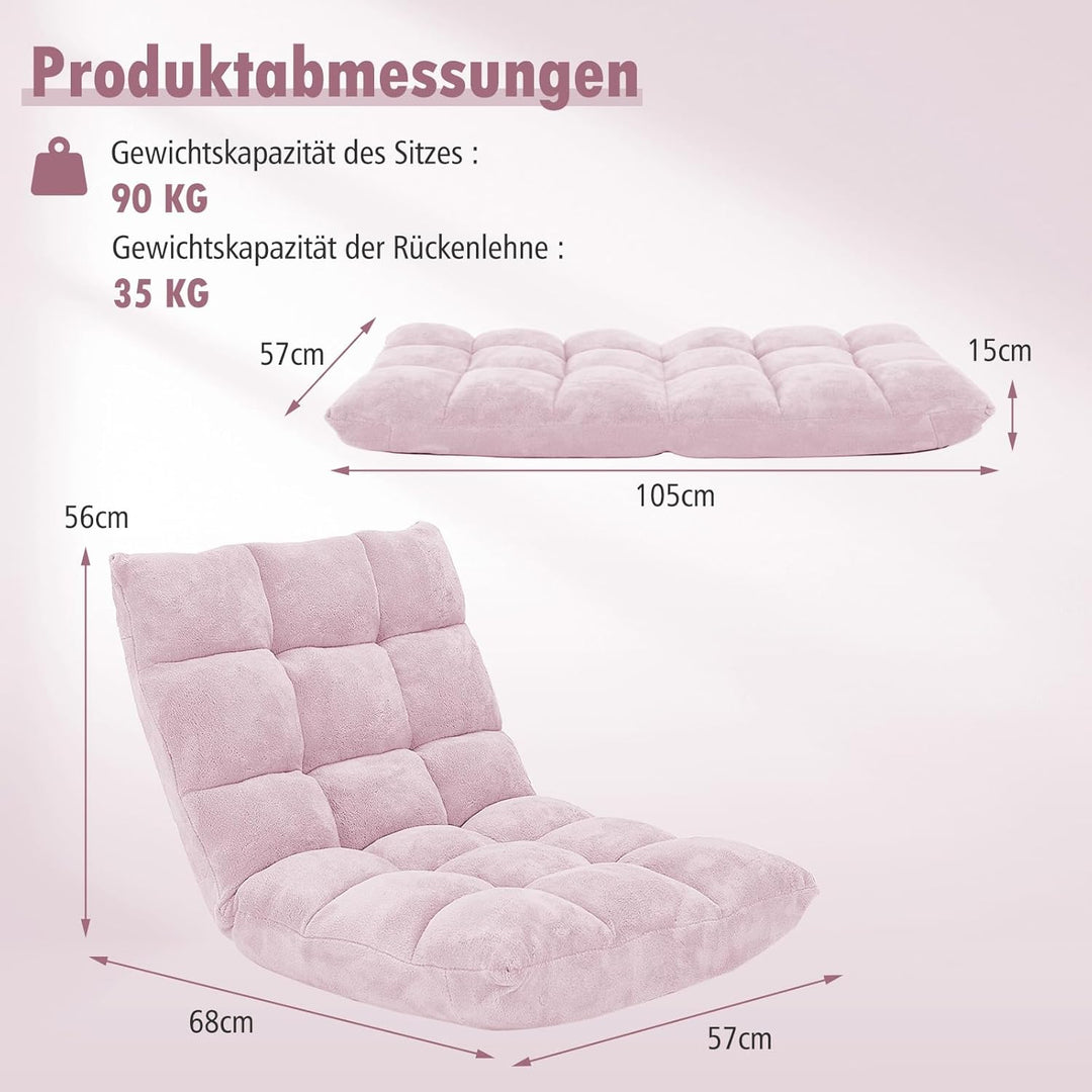GOPLUS Bodenstuhl, Bodensofa mit Rückenlehne, Bodensessel mit Schlaffunktion, Floor Chair, Lazy Sofa