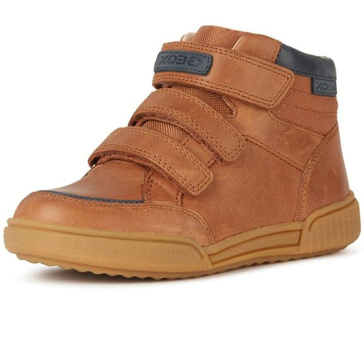 Geox Herren J Poseido Boy B Sneakers 24 EU Cognac Blue, 24 EU Cognac Blue