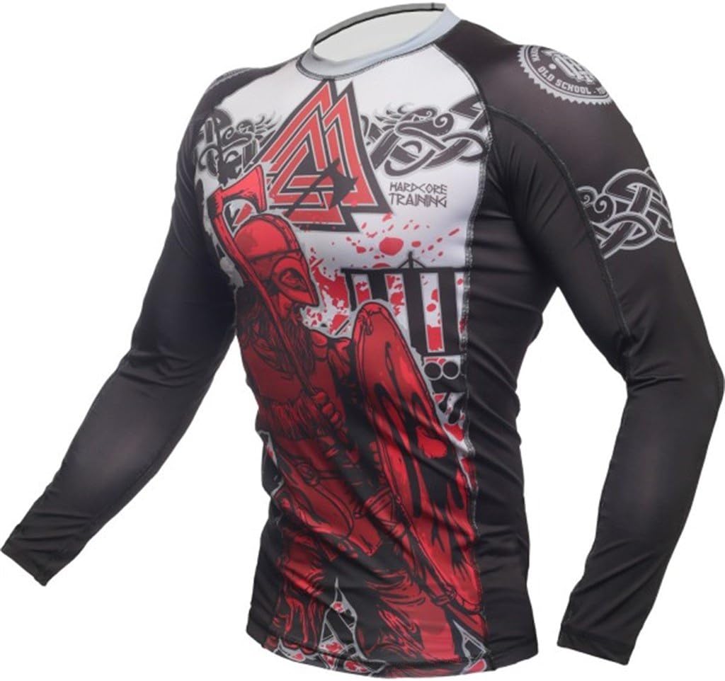 Hardcore Training Rash Guard Men's Kompressionshemd Herren Lange Ärmel Grappling Jiu Jitsu MMA Fitne