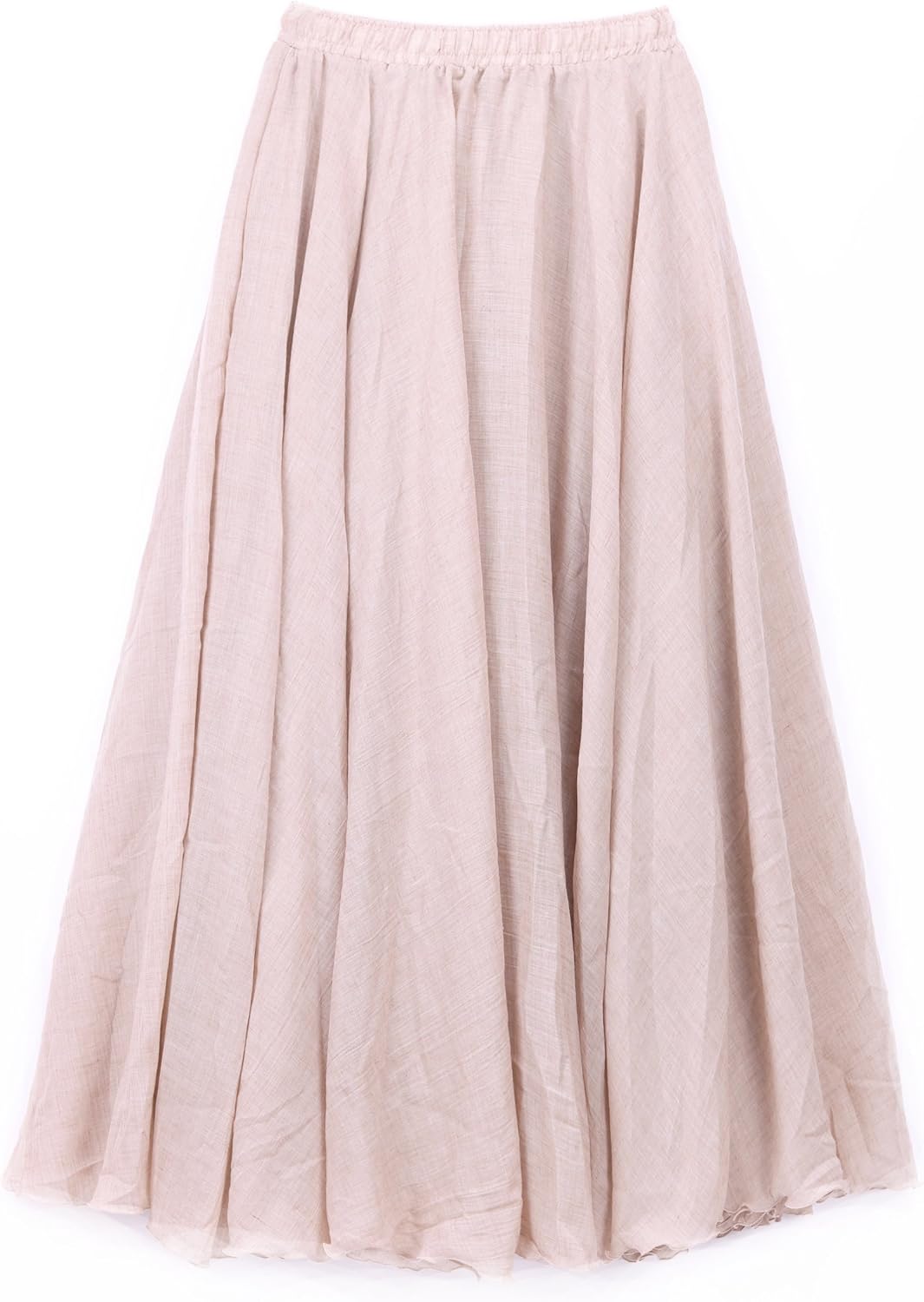 Damen Maxirock Baumwolle Lange Rock Tellerrock Doppelt Schicht Elastischer Bund 34-42 Beige (Rock Lä