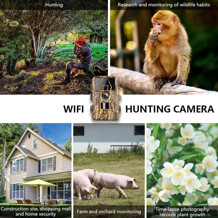Wildkamera mit 8K Video, 60MP Full HD, WLAN & Handyübertragung APP, Bewegungssensor, Nachtsicht, 0,1