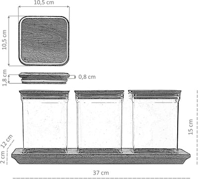 Lashuma Aufbewahrungsboxen Küche 1 l, 3x Lebensmittelbehälter Plastik, Nudeldosen Braun - Bernstein,