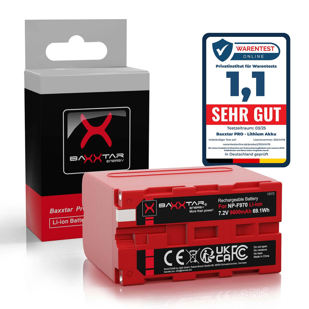 Baxxtar Pro Akku NP-F970 - LG Cells Inside (echte 7800mAh) kompatibel mit Sony NP-F980 / F970 / F750