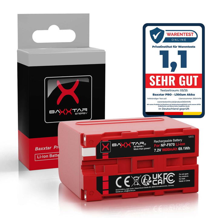 Baxxtar Pro Akku NP-F970 - LG Cells Inside (echte 7800mAh) kompatibel mit Sony NP-F980 / F970 / F750