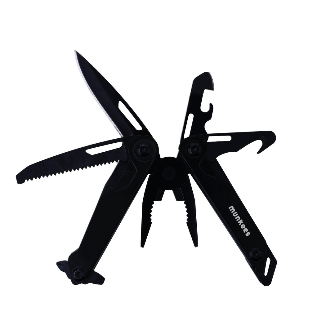 munkees® Multitool 10-in-1 Black Line – EDC-Werkzeug mit Messer, Zange