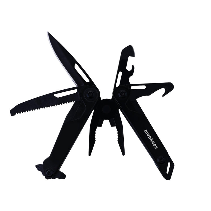 munkees® Multitool 10-in-1 Black Line – EDC-Werkzeug mit Messer, Zange