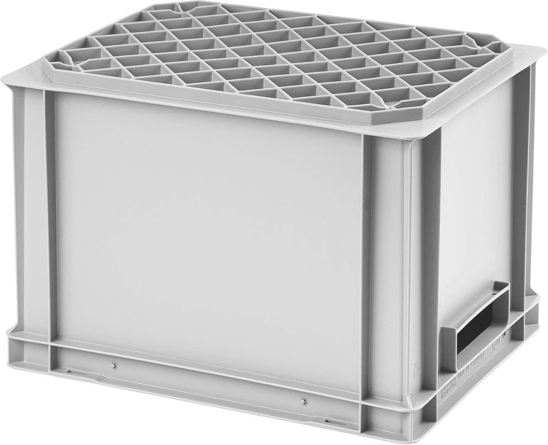 1a-TopStore Euro-Stapelbox EB-428, 400x300x280 mm (LxBxH), verstärkter Rippenboden, grau ähnl. RAL70