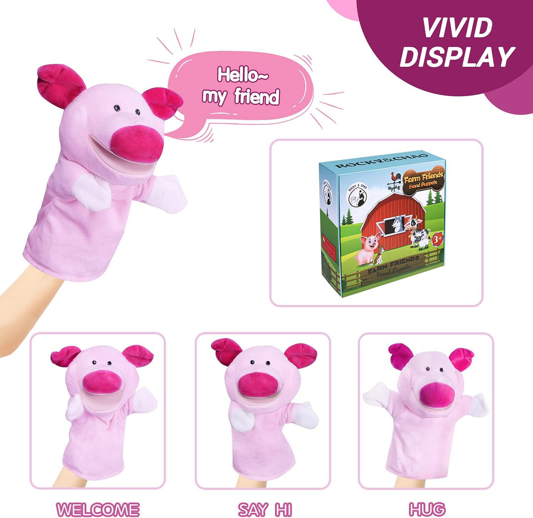 Tier-Handpuppen Farm Wildlife mit beweglichem offenem Mund, Plüsch-Spielzeug, Zoo-Freunde, perfekt z