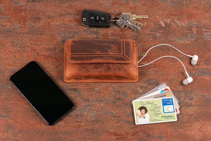MATADOR Echt Leder Gürteltasche mit Klettverschluss und YKK Reissverschlussfach mit RFID Schutz für