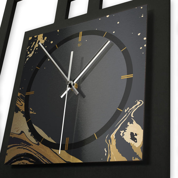 Kreative Feder Designer-Wanduhr „Golden Liquid“ in modernem Metallic-Look ohne Tickgeräusche (Funk/Q