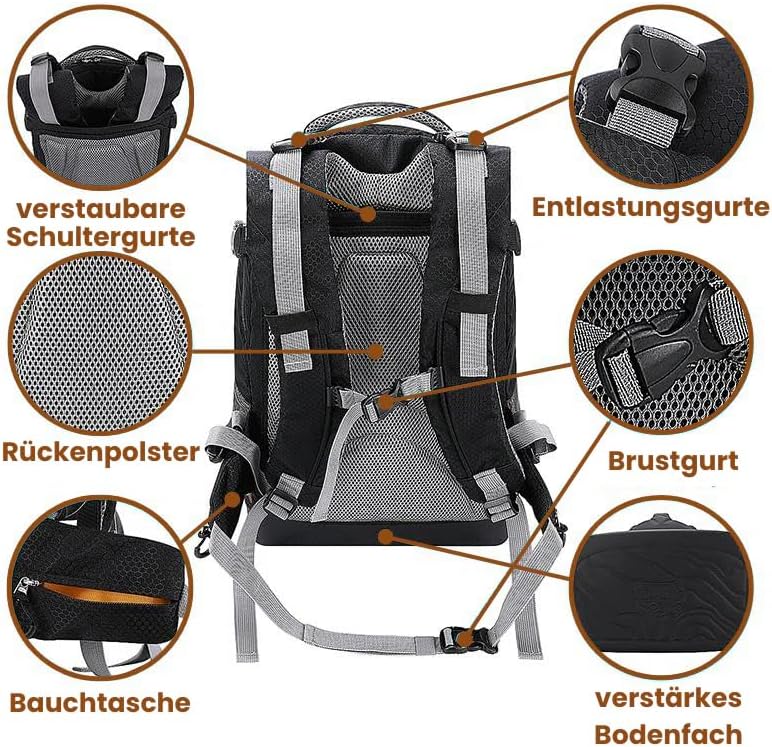 Hunderucksack EasyGo - Bis 11 Kg | Haustier Tragetasche für 2-11kg Hunde und Katzen weich, faltbar |