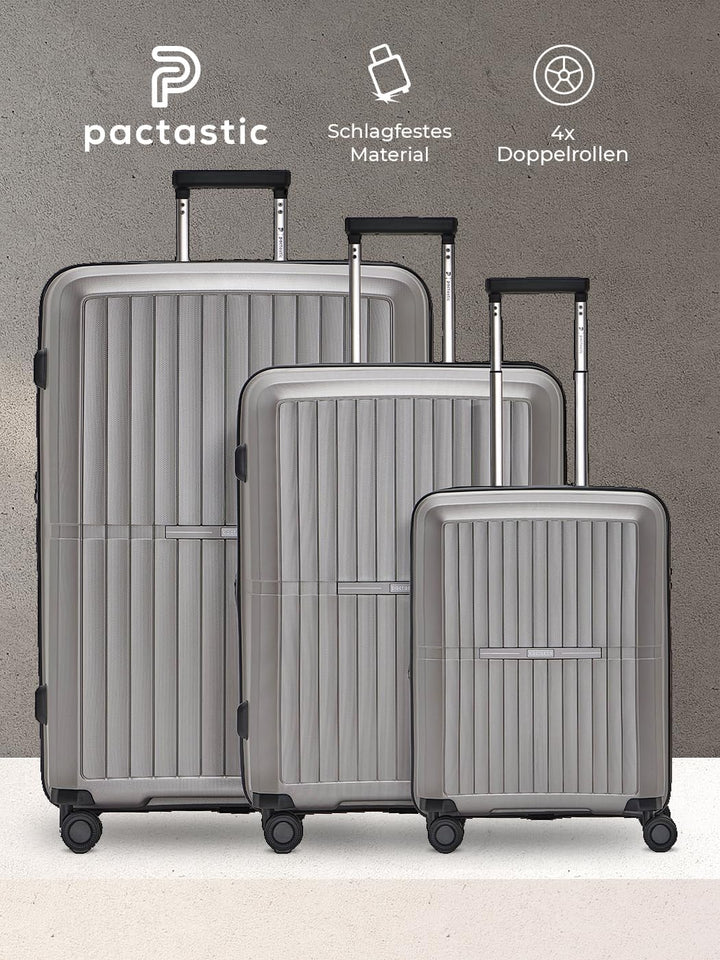 Pactastic Ultra leicht Hartschalen Koffer-Set 3-teilig | Robustes Polypropylen Material | mit Dehnfa