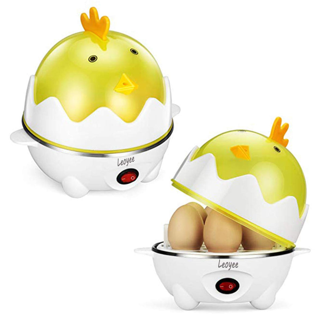 Leoyee Eierkocher Egg Cooker für 1-7 Eier mit Indikationsleuchte Abschaltautomatik (Gelb)