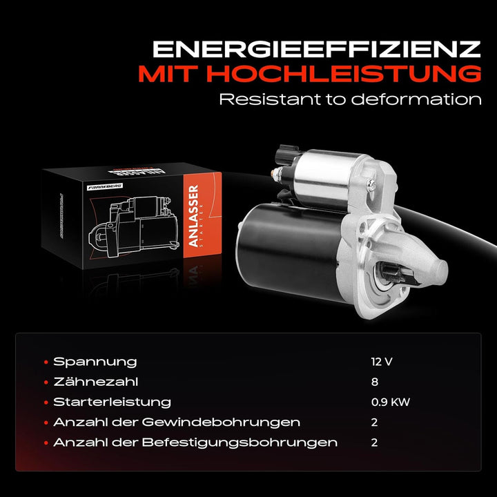 Frankberg Anlasser Starter 0.85KW Kompatibel mit i20 1.4L 2008-2015 i30 1.4L 1.6L 2011-2016 i40 Elan