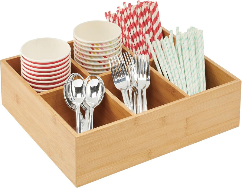 mDesign 2er-Set Teebox – elegante Aufbewahrungsbox mit 6 Fächern aus Bambus – Holzkiste für Teebeute