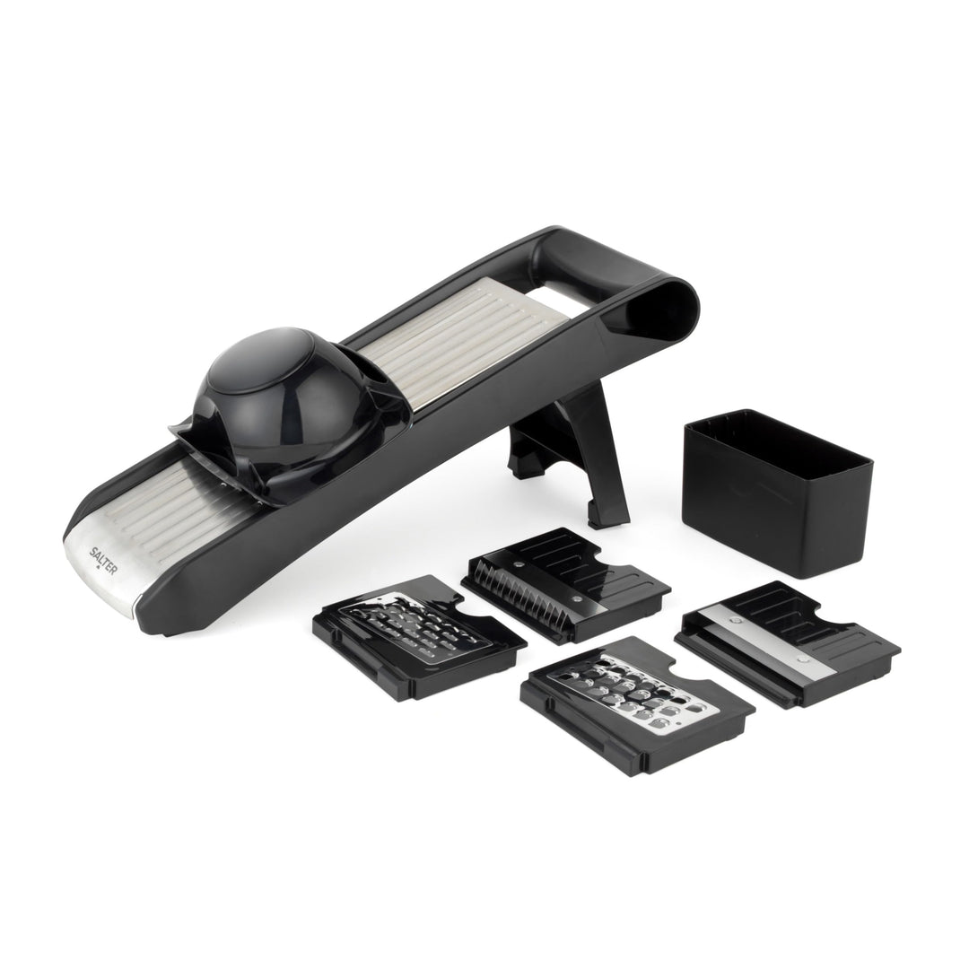 Salter Expert Chef's Mandoline – 4 austauschbare Klingen, Edelstahl, 35x12x8,3 cm, einfach zu bedien