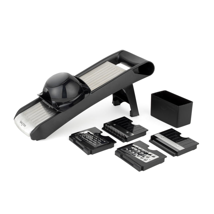 Salter Expert Chef's Mandoline – 4 austauschbare Klingen, Edelstahl, 35x12x8,3 cm, einfach zu bedien