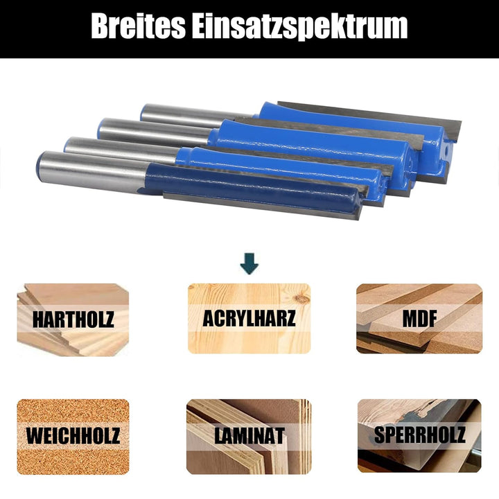 AKYLIN 4 Stück Nutfräser 8mm schaft,Doppelflöten Nutfräser,Durchmesser 10mm/12mm/18mm/20mm,Schnitthö