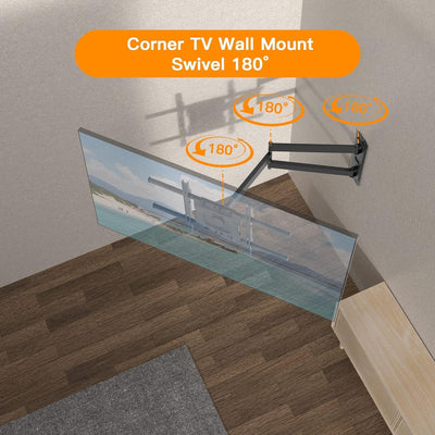 WHYFONE TV Wandhalterung Schwenkbar Halterung für 32-70 Zoll Flach&Curved Fernseher, 180° Drehbar Fe