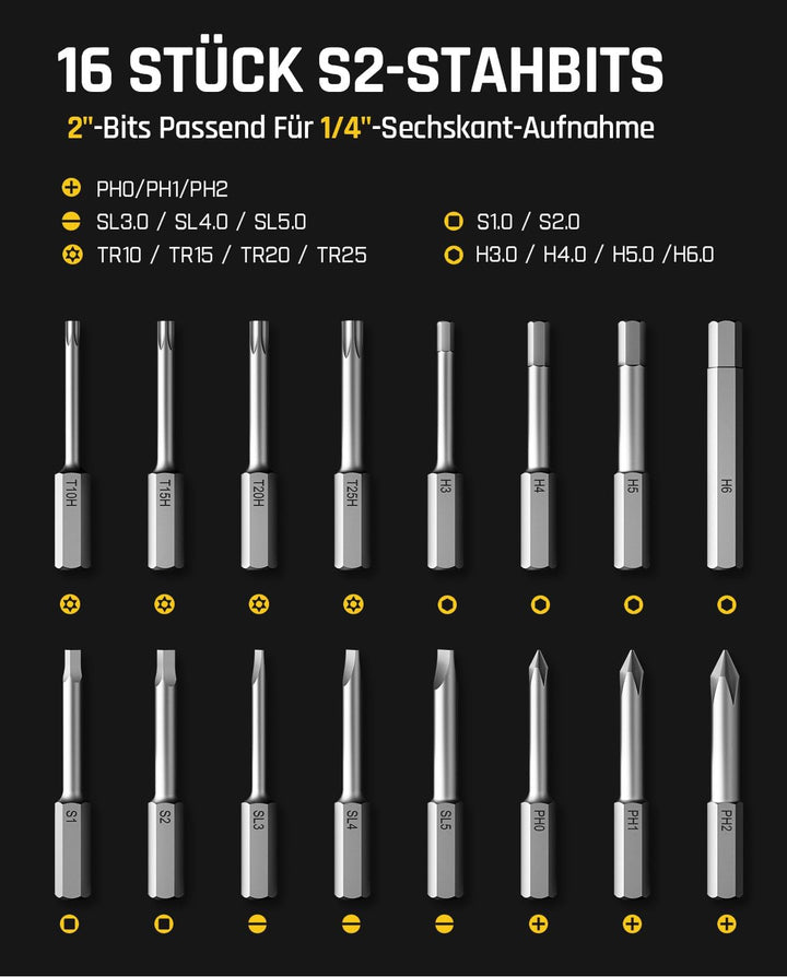 Fanttik S1 Pro 3.7V Magnetische Electric Screwdriver, Leistungsstarkes-Schraubendreher-Set mit 16 Bi
