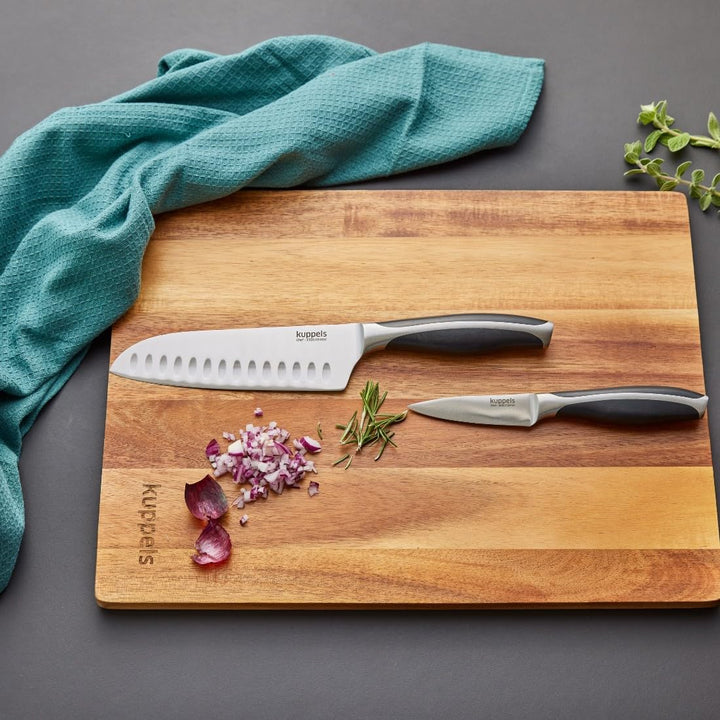 Kuppels Chef Küchenmesser Set 3-teilig | Allzweckmesser, Kochmesser & Brotmesser mit Wellenschliff |