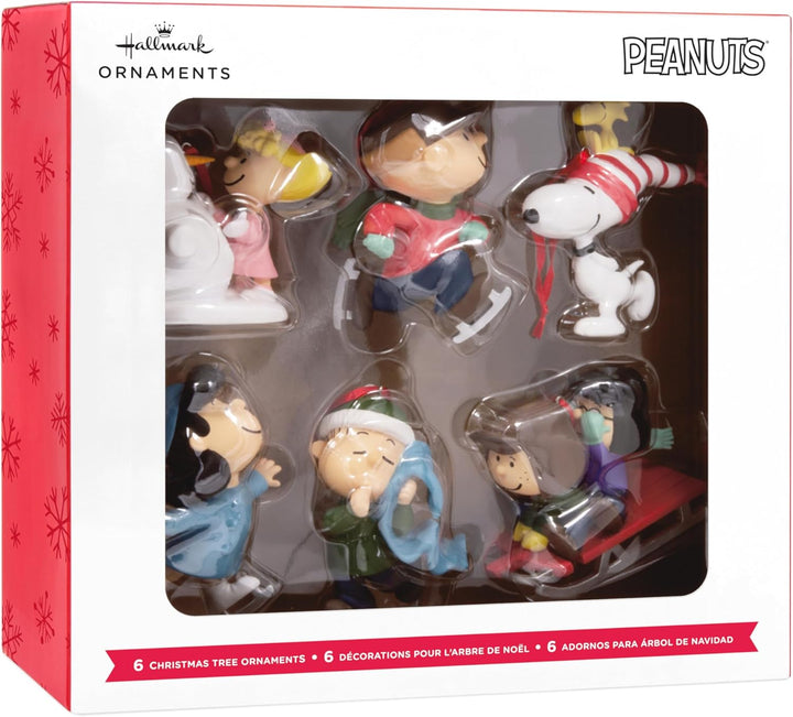 Hallmark Erdnüsse Ornamente zum Sammeln, 6 Stück, Erdnüsse Gang Winter Aktivitäten Figuren, hängende