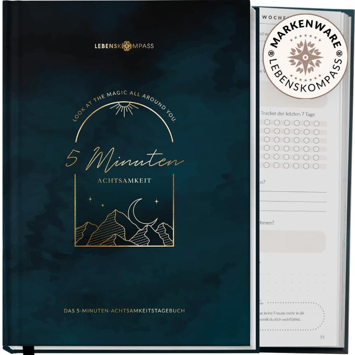 LEBENSKOMPASS® 5 Minuten Achtsamkeitstagebuch “MIND” 5 Minuten Tagebuch für mehr Dankbarkeit, Achtsa