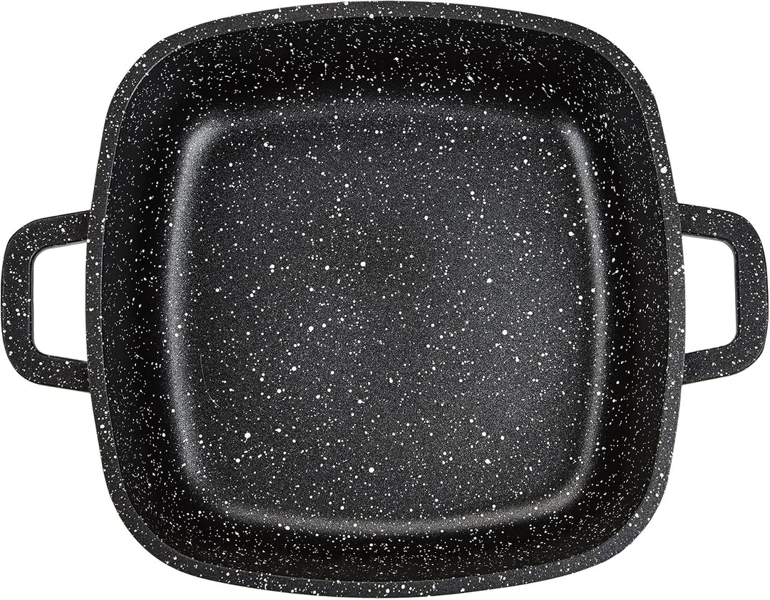 Kamberg 0008100 – Quadratischer Kochtopf 20 cm – Aluminiumguss – Beschichtung in Steinoptik – Mit Gl
