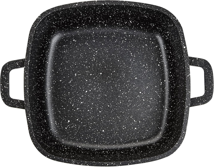 Kamberg 0008100 – Quadratischer Kochtopf 20 cm – Aluminiumguss – Beschichtung in Steinoptik – Mit Gl