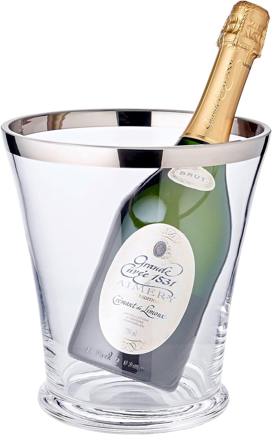EDZARD Flaschenkühler Reuben (Ø 19,5 cm) aus Kristallglas mit Platinrand - Champagner Kühler, Sektkü