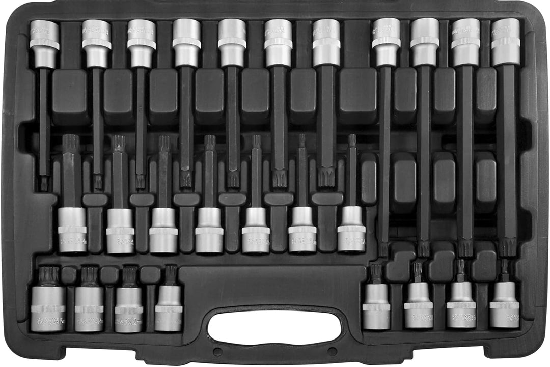 SW-Stahl 04424L Schraubendreheinsätze 1/2" Innenvielzahn M5-M16, 26-teilig l Stecknuss Schlüssel Set