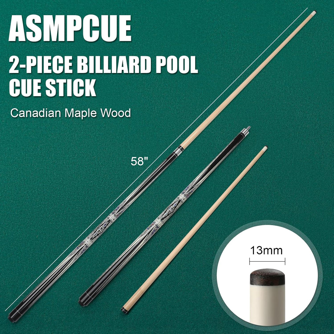 Pool Queue, 58 Zoll Billard Queue Hardwood Pool Cue 13mm Spitzen für Professionelle Billardspieler,