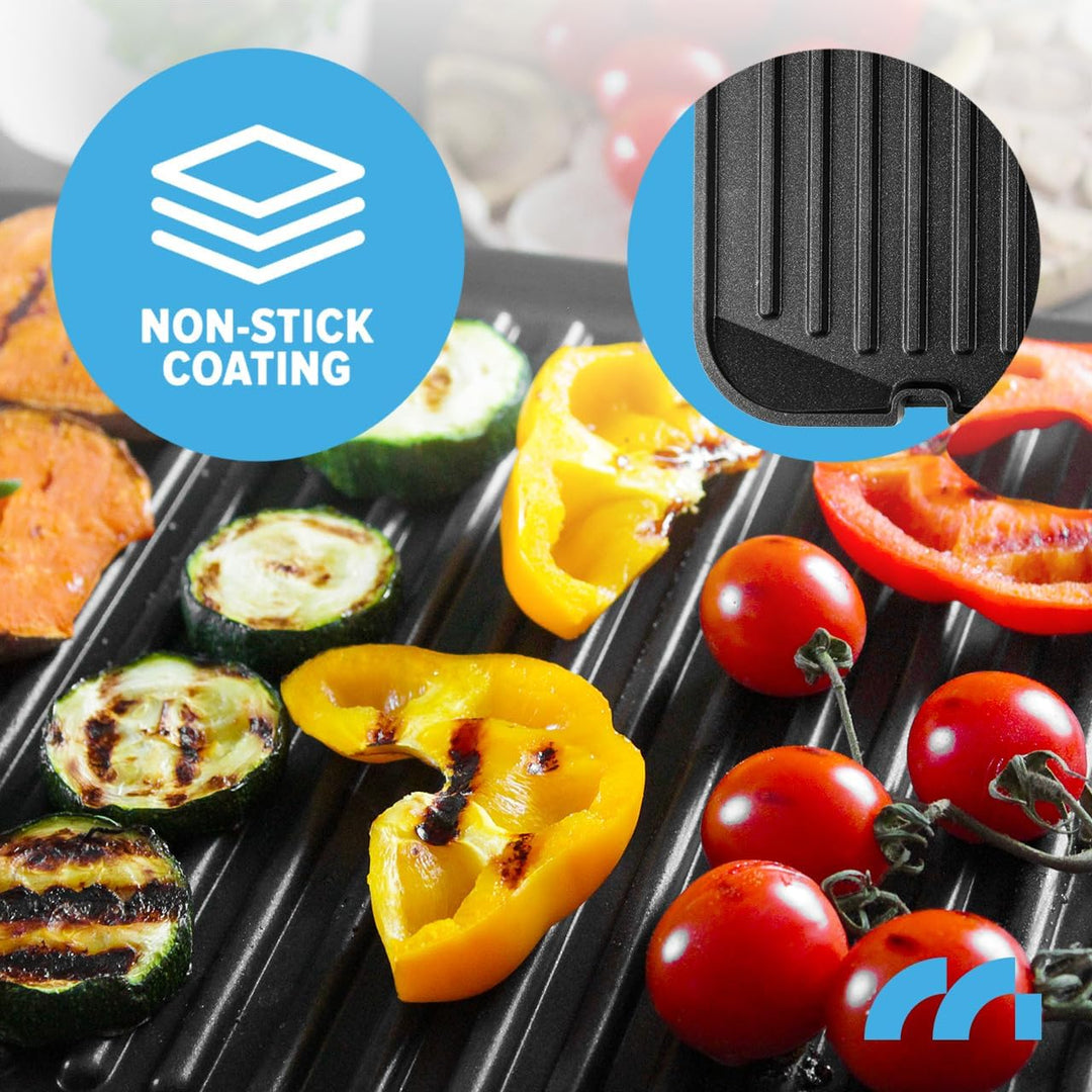 MalTec Kontaktgrill mit Auffangschale SM5000W-PRO Elektrogrill 2500W Panini Sandwichmaker, 3 Frittie