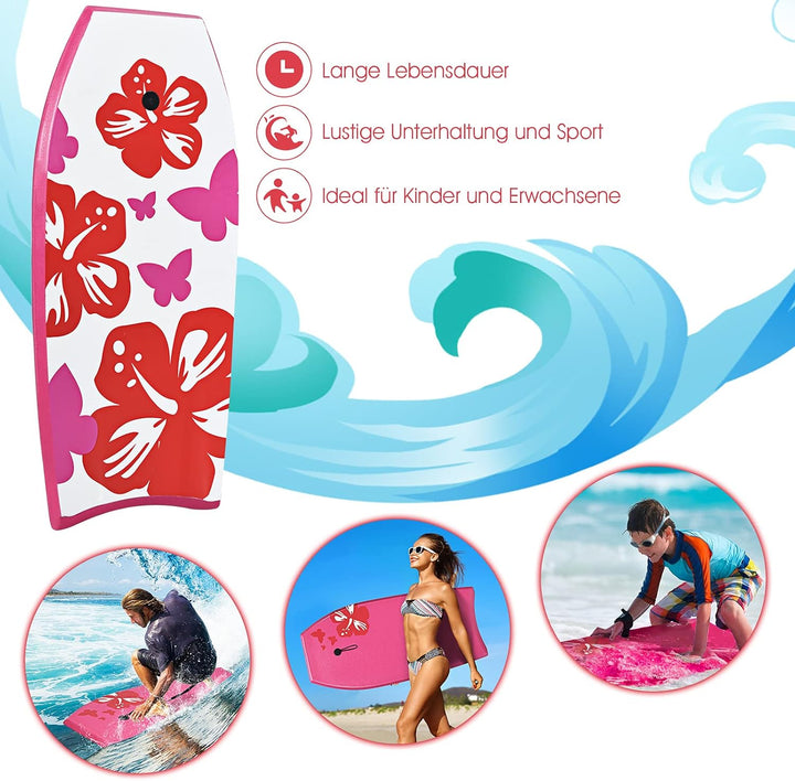 RELAX4LIFE Schwimmbrett tragbar, Schwimmboard mit Halteleine, Rutschfestes Surfbrett für Kinder & Er