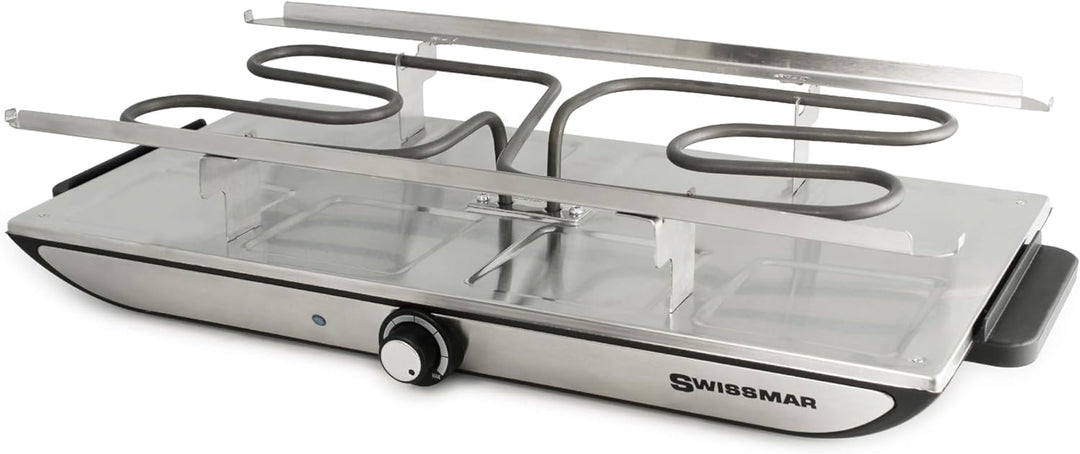 Swissmar Geneva Raclette 8 Personen, Raclette Grill mit Pfännchen und Schiebern, antihaftbeschichtet