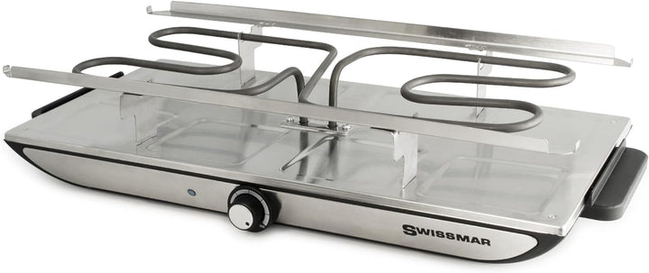 Swissmar Geneva Raclette 8 Personen, Raclette Grill mit Pfännchen und Schiebern, antihaftbeschichtet