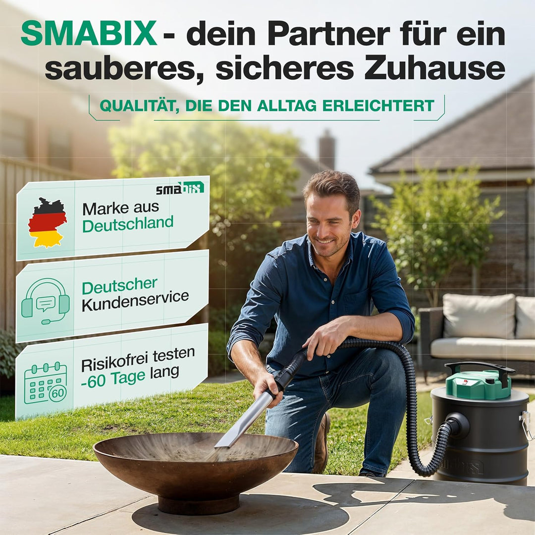 Aschesauger, 18L Tankvolumen, 1200 W Leistung, inkl. HEPA-Filter und Staubfilter, Aschesauger für Ka