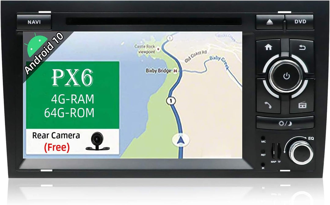 JOYX PX6 Android 10 Doppel Din Autoradio Passt für Audi A4（2003-2011） Navigation【4G+64G】 Rückfahrkam